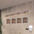 BRILAGI - LED-Pendelleuchte mit Stahlseilaufhängung NUBILA 4xE27/60W/230V grau/anthrazit