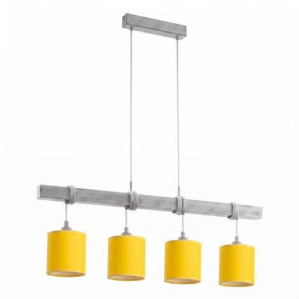 BRILAGI - LED-Pendelleuchte NUBILA 4xE27/60W/230V grau/gelb