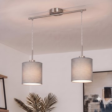Brilagi - LED-Pendelleuchte NUBILA an Kabel, 2xE27/60W/230V, hellgrau