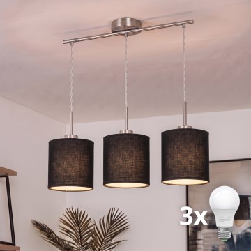 Brilagi - LED-Pendelleuchte NUBILA mit Drahtseilaufhängung 3xE27/60W/230V schwarz