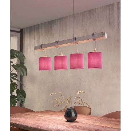 BRILAGI - LED-Pendelleuchte NUBILA mit Kabelabhängung 4xE27/60W/230V grau/rosa
