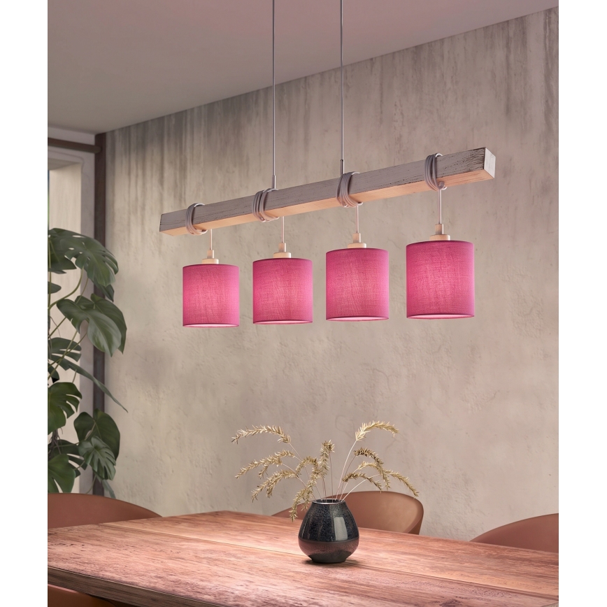 BRILAGI - LED-Pendelleuchte NUBILA mit Kabelabhängung 4xE27/60W/230V grau/rosa