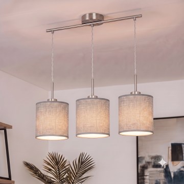 Brilagi - LED-Pendelleuchte NUBILA mit Seil 3xE27/60W/230V grau