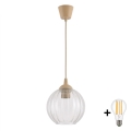 BRILAGI - LED-Pendelleuchte RETRO GLASS mit Kabelaufhängung, 1xE27/60W/230V, Ø 18 cm, beige/klar