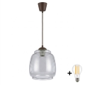 BRILAGI - LED-Pendelleuchte RETRO GLASS mit Kabelaufhängung 1xE27/60W/230V Ø 26 cm, braun/rauchgrau