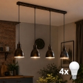 BRILAGI - LED-Pendelleuchte RIDDY an Drahtseil 4xE27/60W/230V Kupfer/Patina