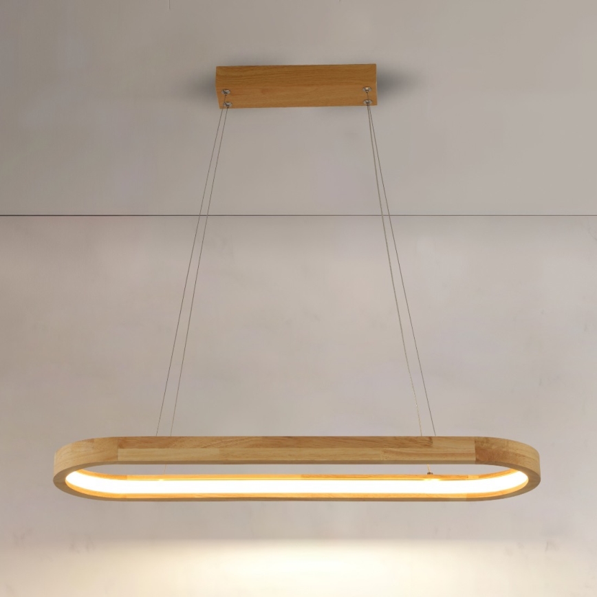 Brilagi - LED-Pendelleuchte UMEA WOOD mit Seilaufhängung, LED/30W/230V, 70x20 cm, Holz