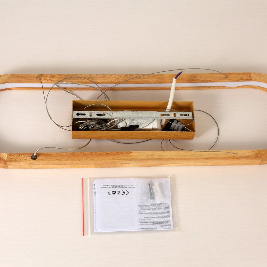 Brilagi - LED-Pendelleuchte UMEA WOOD mit Seilaufhängung, LED/30W/230V, 70x20 cm, Holz