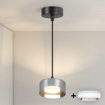 BRILAGI - LED RGB+CCT dimmbare Hängeleuchte an Kabel AURA LUX 1xGX53/14W/230V 2700-6500K Wi-Fi Tuya schwarz/rauchfarben