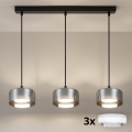 BRILAGI - LED RGB+CCT dimmbare Hängeleuchte mit Kabelaufhängung AURA LUX 3xGX53/14W/230V 2700-6500K Wi-Fi Tuya schwarz/rauchglas
