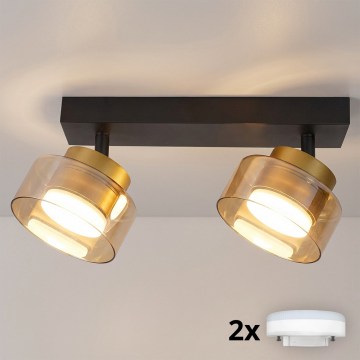 BRILAGI - LED RGB+CCT Dimmbarer Einbaustrahler AURA LUX 2xGX53/14W/230V 2700-6500K Wi-Fi Tuya schwarz/gold