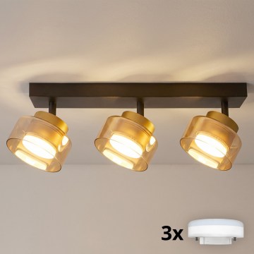 BRILAGI - LED RGB+CCT dimmbarer Einbaustrahler AURA LUX 3xGX53/14W/230V 2700-6500K Wi-Fi Tuya schwarz/gold