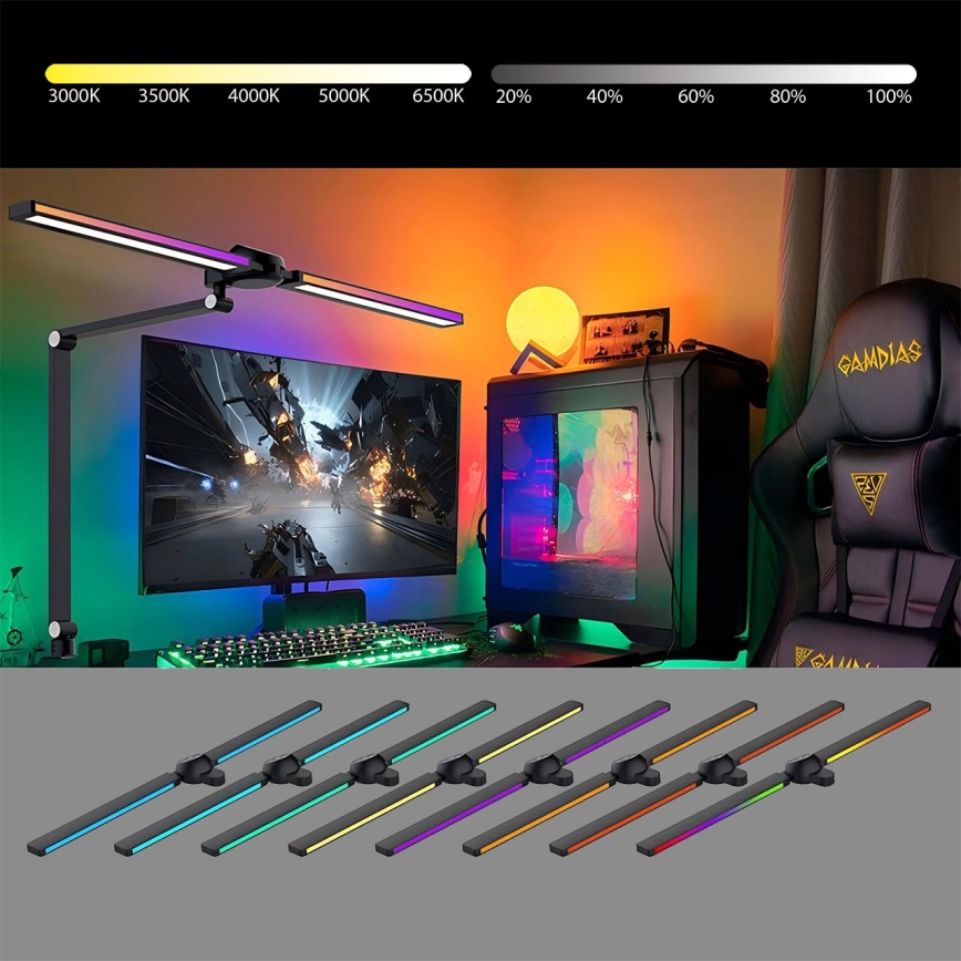 Brilagi - LED RGB dimmbare Touch-Tischlampe mit Klemme VARIO LED/18W/230V 3000-6500K CRI 96