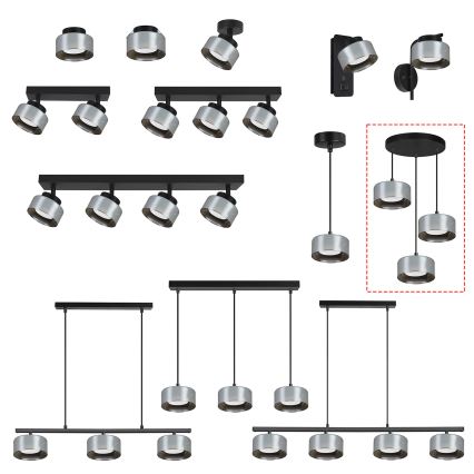 BRILAGI - AURA LUX LED RGB+CCT dimmbare Pendelleuchte mit Stahlseilaufhängung 3xGX53/14W/230V 2700-6500K Wi-Fi Tuya schwarz/rauchgrau