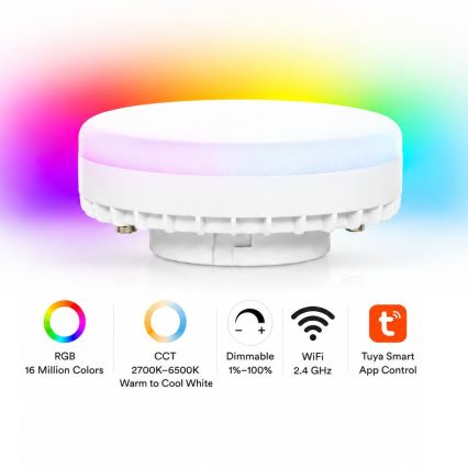 BRILAGI - LED RGB+CCT dimmbare Einbauleuchte AURA LUX 1xGX53/14W/230V 2700-6500K Wi-Fi Tuya schwarz/rauchfarben