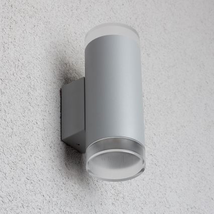 Brilagi - LED RGBW dimmbare Außen-Wandleuchte MATERA 2xGU10/4,8W/230V 3000K IP54 grau + Fernbedienung
