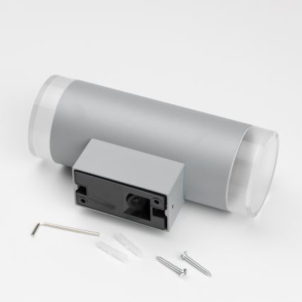 Brilagi - LED RGBW dimmbare Außen-Wandleuchte MATERA 2xGU10/4,8W/230V 3000K IP54 grau + Fernbedienung
