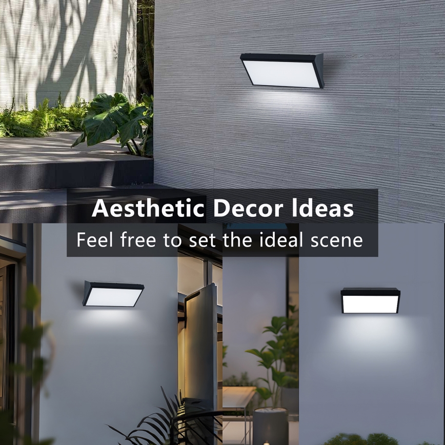 Brilagi - LED RGBW dimmbare Außenwandleuchte TRIANGLE 1xE27/15W/230V 2700–6500K IP65 schwarz