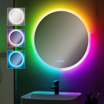 Brilagi - LED RGBW beheizter Badezimmerspiegel CLARA PRO LED/18,5W/230V Ø 60 cm IP44 CRI 90 dimmbar + CCT