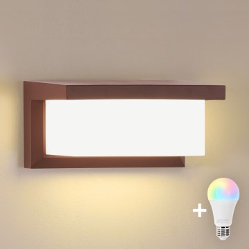 BRILAGI - LED RGBW dimmbare Außenwandleuchte BRICKY 1xE27/12W/230V 2700-6500K IP54 braun