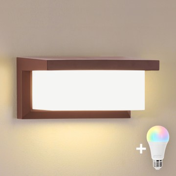 Brilagi - LED RGBW dimmbare Außenwandleuchte BRICKY 1xE27/15W/230V 2700-6500K IP54 braun