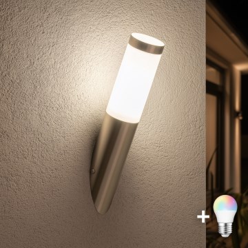 BRILAGI - LED RGBW dimmbare Außenwandleuchte ELIA 1xE27/6,5W/230V 2700-6500K IP44 WLAN mattchrom