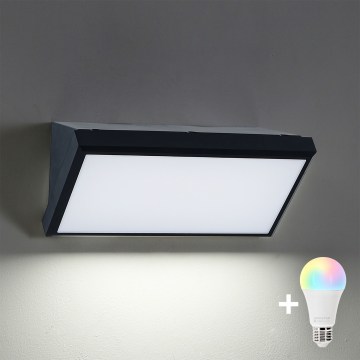 Brilagi - LED RGBW dimmbare Außenwandleuchte TRIANGLE 1xE27/15W/230V 2700–6500K IP65 schwarz