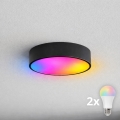 BRILAGI - LED RGBW dimmbare Badezimmer-Deckenleuchte CLARE 2xE27/12W/230V 2700-6500K Ø 30 cm IP54 schwarz