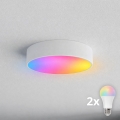 Brilagi - LED RGBW dimmbare Badezimmer-Deckenleuchte CLARE 2xE27/9W/230V 2700–6500K Ø 30 cm IP54 Wi-Fi weiß