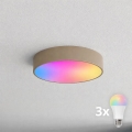 BRILAGI - LED RGBW dimmbare Badezimmer-Deckenleuchte CLARE 3xE27/12W/230V 2700-6500K Ø 40 cm IP54 beige