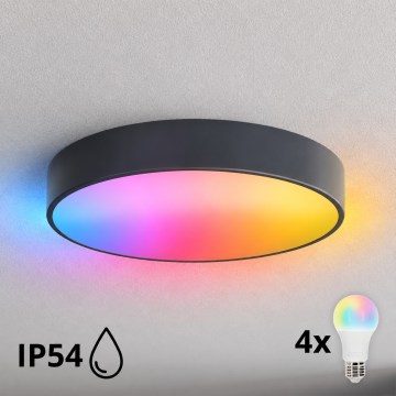 BRILAGI - LED RGBW dimmbare Badezimmer-Deckenleuchte CLARE 4xE27/12W/230V Ø 50 cm anthrazit IP54