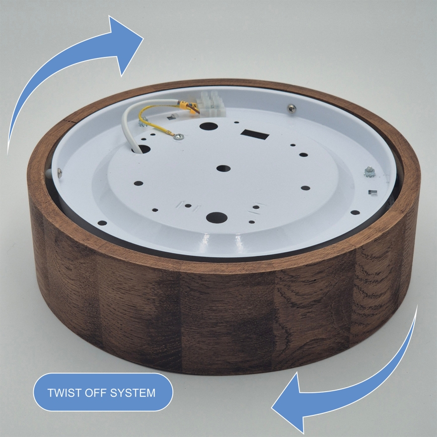 Brilagi - LED RGBW dimmbare Deckenleuchte CARVALHO 1xE27/15W/230V 2700-6500K Wi-Fi Eiche Ø 27,5 cm