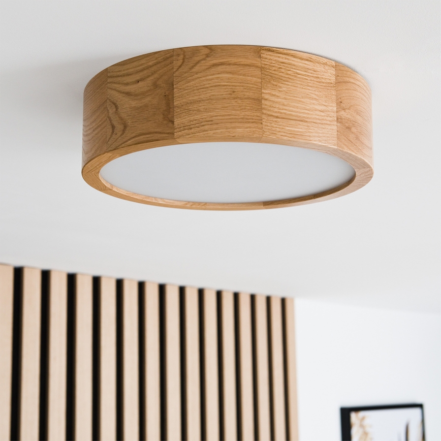 Brilagi - LED RGBW dimmbare Deckenleuchte CARVALHO 1xE27/9W/230V 2700-6500K Wi-Fi Eiche Ø 27,5 cm
