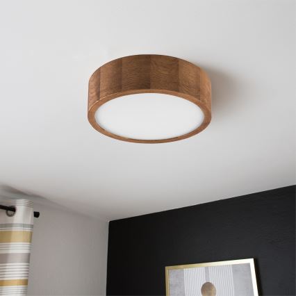 Brilagi - LED RGBW dimmbare Deckenleuchte CARVALHO 1xE27/9W/230V 2700-6500K Wi-Fi Eiche Ø 27,5 cm