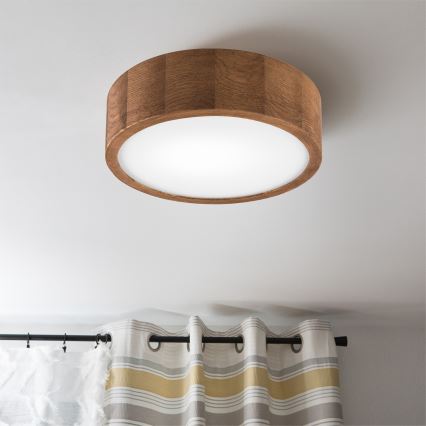 Brilagi - LED RGBW dimmbare Deckenleuchte CARVALHO 1xE27/9W/230V 2700-6500K Wi-Fi Eiche Ø 27,5 cm