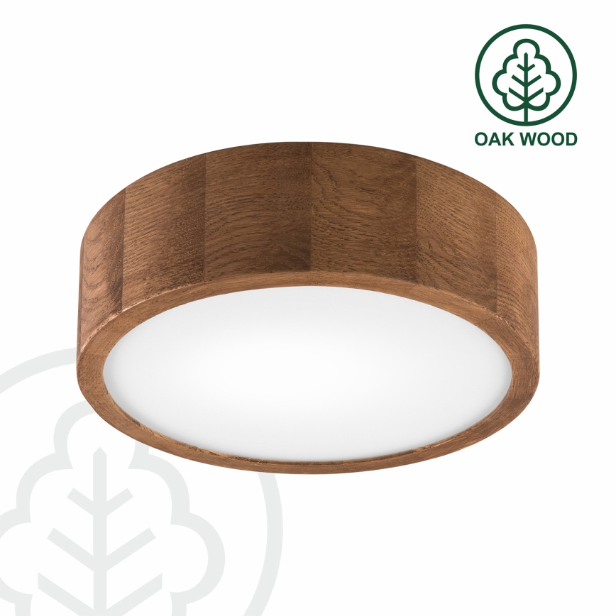 Brilagi - LED RGBW dimmbare Deckenleuchte CARVALHO 1xE27/9W/230V 2700-6500K Wi-Fi Eiche Ø 27,5 cm
