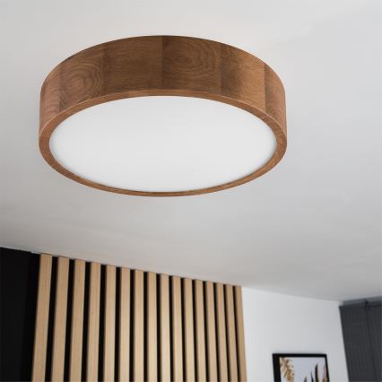 Brilagi - LED RGBW dimmbare Deckenleuchte CARVALHO 2xE27/9W/230V 2700-6500K Wi-Fi Eiche Ø 37,5 cm