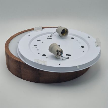 Brilagi - LED RGBW dimmbare Deckenleuchte CARVALHO 2xE27/9W/230V 2700-6500K Wi-Fi Eiche Ø 37,5 cm
