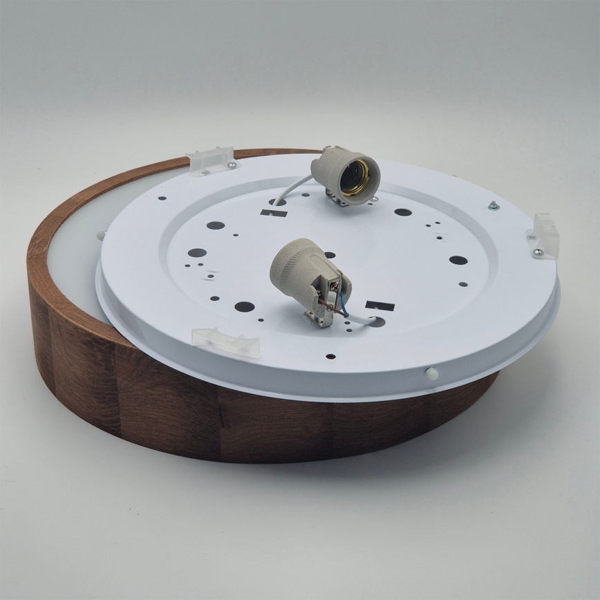 Brilagi - LED RGBW dimmbare Deckenleuchte CARVALHO 2xE27/9W/230V 2700-6500K Wi-Fi Eiche Ø 37,5 cm