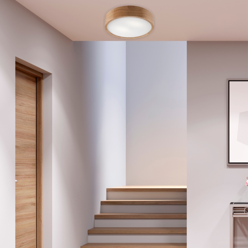 Brilagi - LED RGBW dimmbare Deckenleuchte CARVALHO 2xE27/9W/230V 2700-6500K Wi-Fi Eiche Ø 37,5 cm