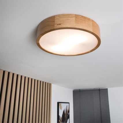 Brilagi - LED RGBW dimmbare Deckenleuchte CARVALHO 2xE27/9W/230V 2700-6500K Wi-Fi Eiche Ø 37,5 cm