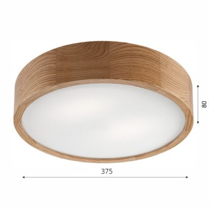 Brilagi - LED RGBW dimmbare Deckenleuchte CARVALHO 2xE27/9W/230V 2700-6500K Wi-Fi Eiche Ø 37,5 cm