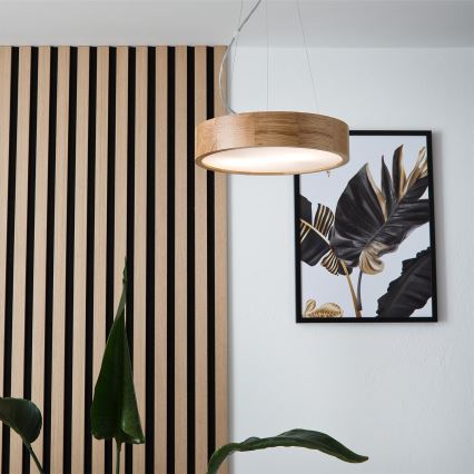 Brilagi - LED RGBW dimmbare Pendelleuchte CARVALHO 2xE27/9W/230V 2700–6500K Wi-Fi Eiche Ø 37 cm