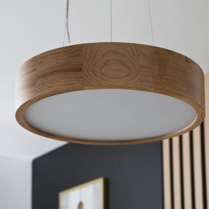 Brilagi - LED RGBW dimmbare Pendelleuchte CARVALHO 2xE27/9W/230V 2700–6500K Wi-Fi Eiche Ø 37 cm