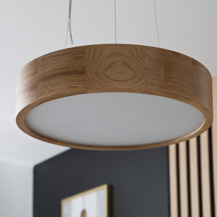 Brilagi - LED RGBW dimmbare Pendelleuchte CARVALHO 2xE27/9W/230V 2700–6500K Wi-Fi Eiche Ø 37 cm