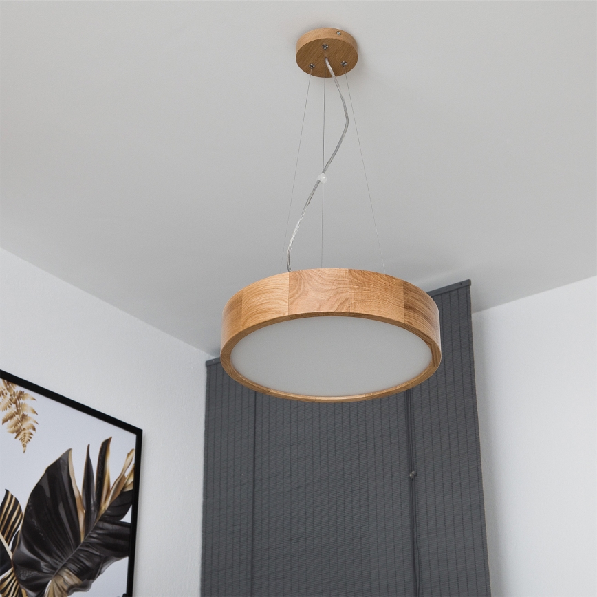 Brilagi - LED RGBW dimmbare Pendelleuchte CARVALHO 2xE27/9W/230V 2700–6500K Wi-Fi Eiche Ø 37 cm