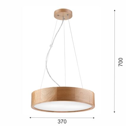 Brilagi - LED RGBW dimmbare Pendelleuchte CARVALHO 2xE27/9W/230V 2700–6500K Wi-Fi Eiche Ø 37 cm