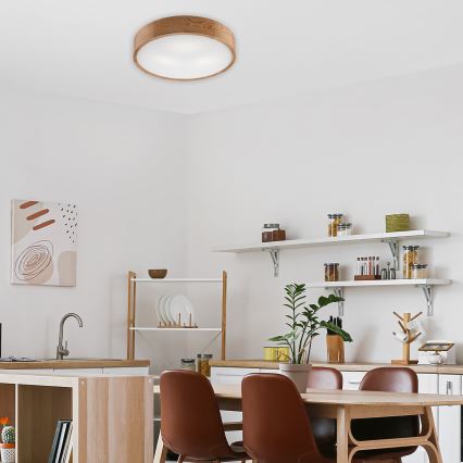 Brilagi - LED RGBW dimmbare Deckenleuchte CARVALHO 3xE27/15W/230V 2700-6500K Wi-Fi Eiche Ø 47,5 cm