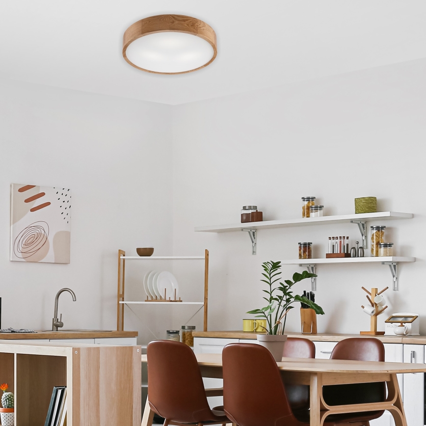 Brilagi - LED RGBW dimmbare Deckenleuchte CARVALHO 3xE27/9W/230V 2700-6500K Wi-Fi Eiche Ø 47,5 cm