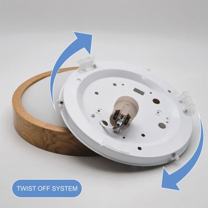 Brilagi - LED RGBW dimmbare Deckenleuchte CARVALHO SLIM 1xE27/15W/230V 2700-6500K Wi-Fi Eiche Ø 27 cm